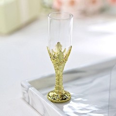 12 CLEAR GOLD Mini 4″ Champagne Flutes Party Favor Gift Holders