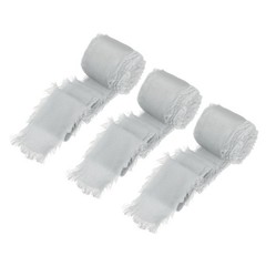 3 Rolls Silk Satin Ribbon, 1.5″ 7 Yards Chiffon Fabric Ribbon Light Grey