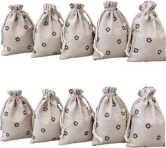 5.5″X 3.9″ 20Pcs Flower Burlap Bags with Drawstring Packaging Jewelry Pouches DI