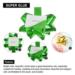 100pcs 1″ Mini Star Gift Bows Metallic Christmas Bows for Gift Wrapping, Green