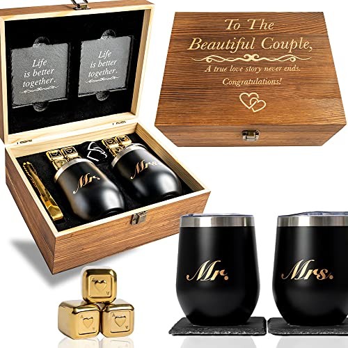 Unique Gifts for Couples – Engagement Wine Tumbler Gift Set – ‘To The 1