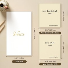AKONEGE Wedding Vow Books His and Hers – Set of 2 Linen 5.87″ x 5.16″, Cream