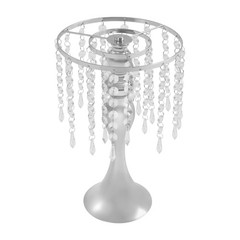 Set Of 10 Silver Tabletop Flower Stands 13.8 in Acrylic Crystal
