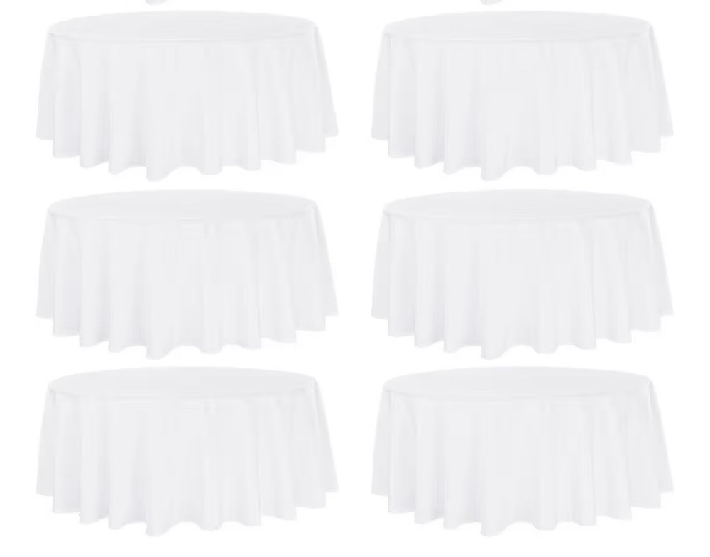 6 Pack Round Tablecloth 90 Inches White Table Cloth Stain And Wrinkle Resistant