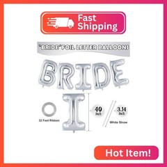 40 Inch Silver BRIDE Balloons, Giant Bride To Be Balloon, Letter Balloons for Ba