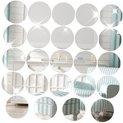 Set of 24 Acrylic Round Mirror Plate Circle Mirror Trays Wedding 12 Inch