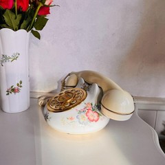 Royal Albert Porcelain Phone – Constance Pattern, Cream Floral Receiver, Figurin