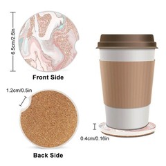 Modern Rose Gold Glitter Coral Gray Pastel Marble Absorbent Cup Holders Car C…
