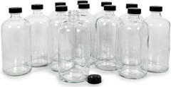 Vivaplex, 12, Clear, 16 oz Glass Bottles, with 12 Count (Pack of 1), White