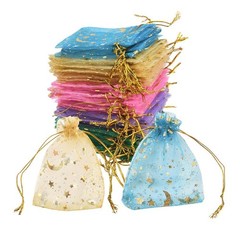 Star And Moon Organza Bags Jewellery Pouch Gift Bags Candy Packaging Bag 6 Sizes