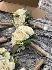 Set of 6 Wedding Bridesmaid Bouquets – 7 Inch Ivory Artificial Flowers Bouque…