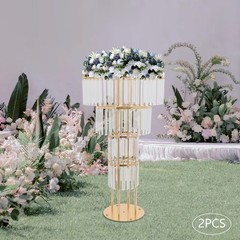 2PCS Flower Stand With Pendants 4-Tier Elegant Flower Stand for Party Weddings
