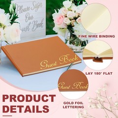Elegant Guestbook, 9″x7″ PU Leather Wedding Guest Book, Red