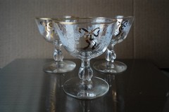 Wedding Glasses Set of 3 Gold Rim Roses and Gold Bow 4.5 high and 3.5 wide