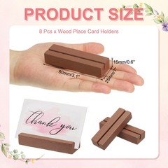 8 Pcs Wood Place Card Holders for Food Signs, Brown