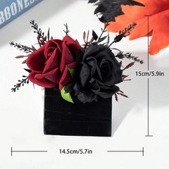 2 PCS Black Pocket Boutonniere Men Wedding Groom Lapel Flower Prom Corsage