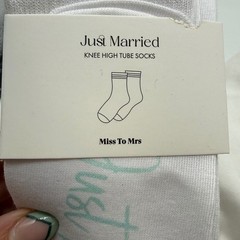 Miss To Mrs Bridal Bundle Bride To Be Tote Shirt Small Slippers Garter Set USED