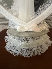 VTG Wedding Cake Topper Bride and Groom Figurine with Lace Heart and Garter