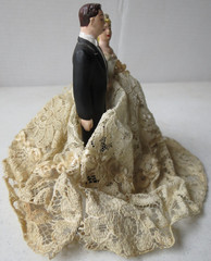 Vintage 1950s Wedding Cake Topper Bride Groom