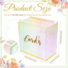 Iridescent Acrylic Wedding Card Box String Light DIY Gift Envelope Holder