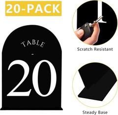 Arch Wedding Table Numbers 1-20 with Stands – Double-Sided Printed 5″ X 7″ Ac…