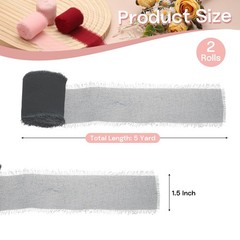 2 Rolls Chiffon Ribbon 1.5 Inch x 5 Yard Silk Ribbon Deep Grey