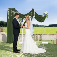 White 4PCS Metal Wedding Backdrop Stands,Party Adjustable Height Backdrop Stands