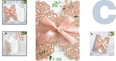 25PK Rose Gold Glitter Laser Cut Wedding Invitations – Perfect for All Occasions