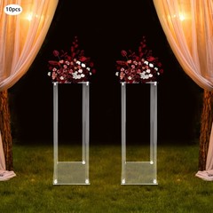 10Pcs Acrylic Clear Vase, 7.9×7.9×23.6In Rectangular Flower Display Stand,