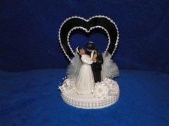 New Elegant Mirrored Heart Medium skin Bride & Groom Wedding Caketop #346