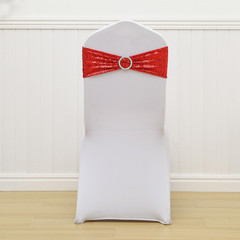 Double-Sided Sequins Chair Sashes for Wedding Decor Sequin Chair Bands 50 Red