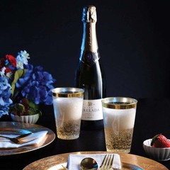 17 oz Plastic CLEAR Gold Rim Cocktail Disposable Glasses Party Wedding Catering