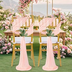 Blush Chair SashesWedding Aisle Decorations:24Packs 8ft Long Draping