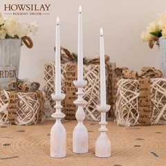HOWSILAY Wood Candle Holder Candlestick Holders for Table Medium, White