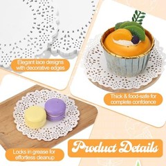 450Pcs 4.5inch White Lace Paper Doilies, Floral Round Decorative Doilies for