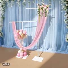 White 4PCS Metal Wedding Backdrop Stands,Party Adjustable Height Backdrop Stands