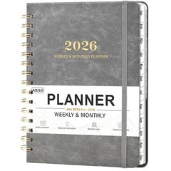 2026 Planner – 2026 Planner Weekly and Monthly from Jan. 2026 – Dec. 2026, Grey