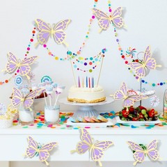12 Large 3D Butterflies, Party Hanging Decor, Wedding Table Centerpiece, Purple