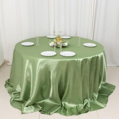 Balsa Circle Sage Green Satin Round Tablecloth 132 132″ (Round),
