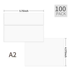 Ouzoustate 100 Pack A2 Envelopes White 4.375×5.75 4.37×5.75 inches, white