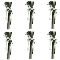 Bohemia Green & White Artificial Rose Chair Decorations 6-Piece Wedding Set