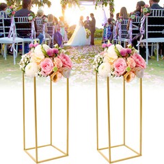 2x Metal Floor Stand Column Cube Shape Flower Holder Wedding Backdrop Decoration