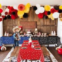 4 Pack Western Party Tablecloths Paisley Bandana Table Cover Floral Disposabl…