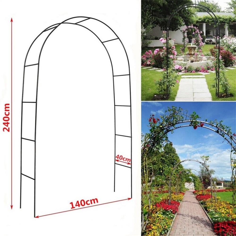 Metal Garden Arch w/ Ground Spikes Climbing Plant Support Trellis Wedding Decor