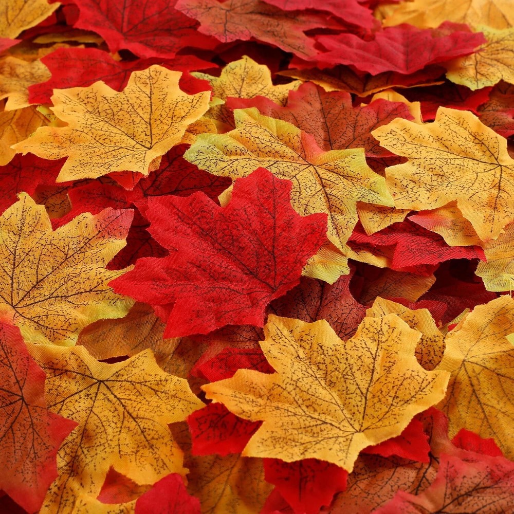 ATFL Fall Leaves,1100 Pcs Autumn Leaves Odorless, Artificial Maple Blades Dec…