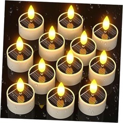 Solar Tea Lights Outdoor Waterproof, 12 pcs 1.5″ D x 2.1″ Reusable Dusk to
