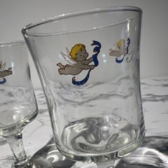 Vintage Bride And Groom Goblet Glasses Cherubs Retro Cupid Wedding Anniversary