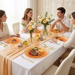 Rubtlamp 350-Pc Orange Gold Plastic Dinnerware Set for 50 Guests