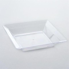 Plastic CLEAR 4.25″ Elegant Square PLATES Disposable Party Wedding TABLEWARE