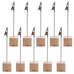 10Pcs Wooden Name Card Holders in Beige for Elegant Party Table Display